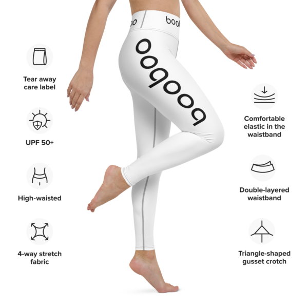 booboo Signature Women's Premium Yoga Leggings - White & Black - Image 17