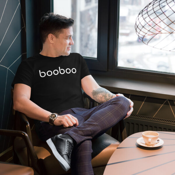 booboo Signature Men's premium cotton t-shirt - Black & White - Image 3