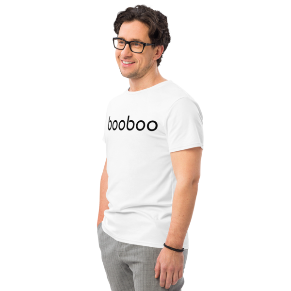 booboo Signature Men’s premium cotton t-shirt – White & Black - Image 3