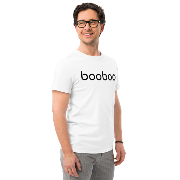 booboo Signature Men’s premium cotton t-shirt – White & Black - Image 2